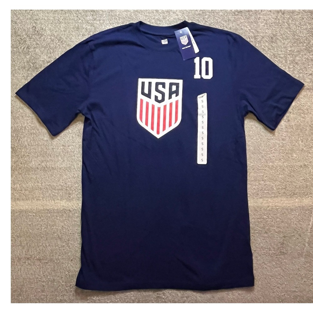 US Soccer Christian Pulisic 10 Navy Blue T-Shirt Mens Small USMNT Fan Gear NEW